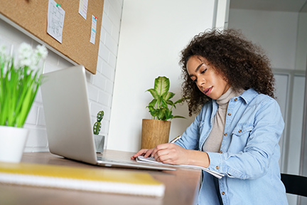 A woman doing research