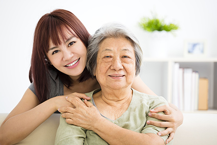 An older woman and her daughter